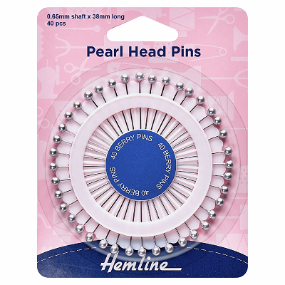H669.S Assorted Pearl Heads Pins: Silver - 38mm, 40pcs.. 